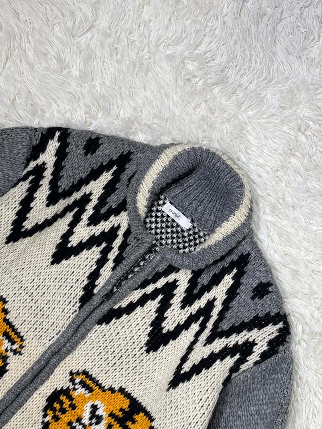 그라니프 타이거 패턴 코위찬 니트집업 상품이미지4