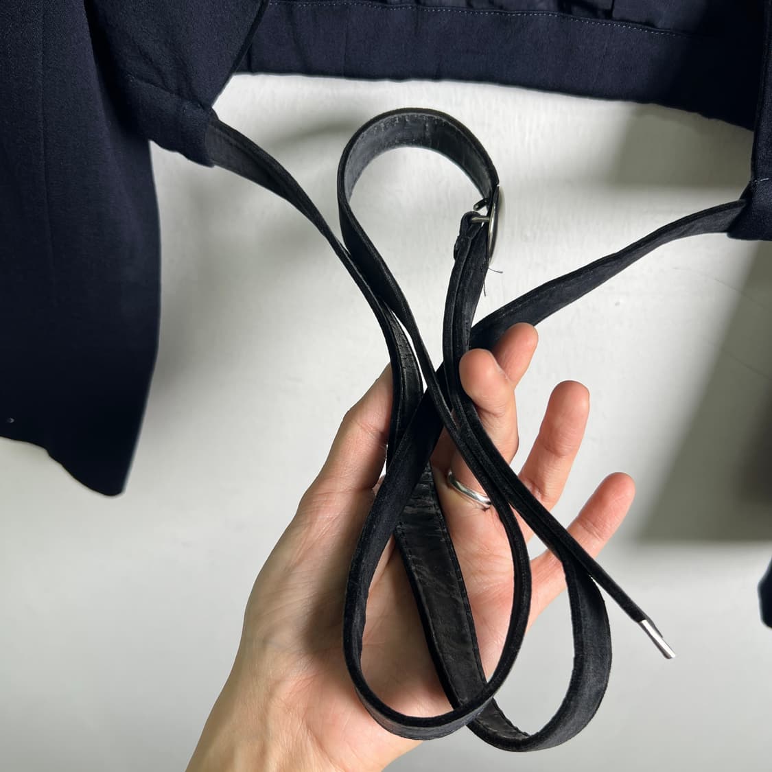 꼼데가르송 트리콧 네이비 벨티드 테일러드 크롭 자켓  상품이미지6