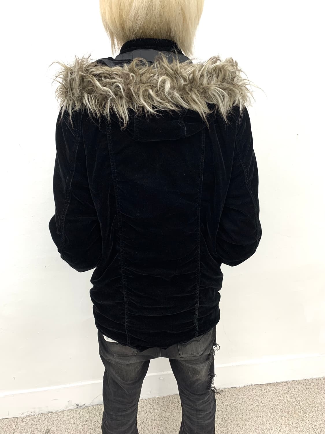 Spinash v-kei mood fur shirred velour co 상품이미지5