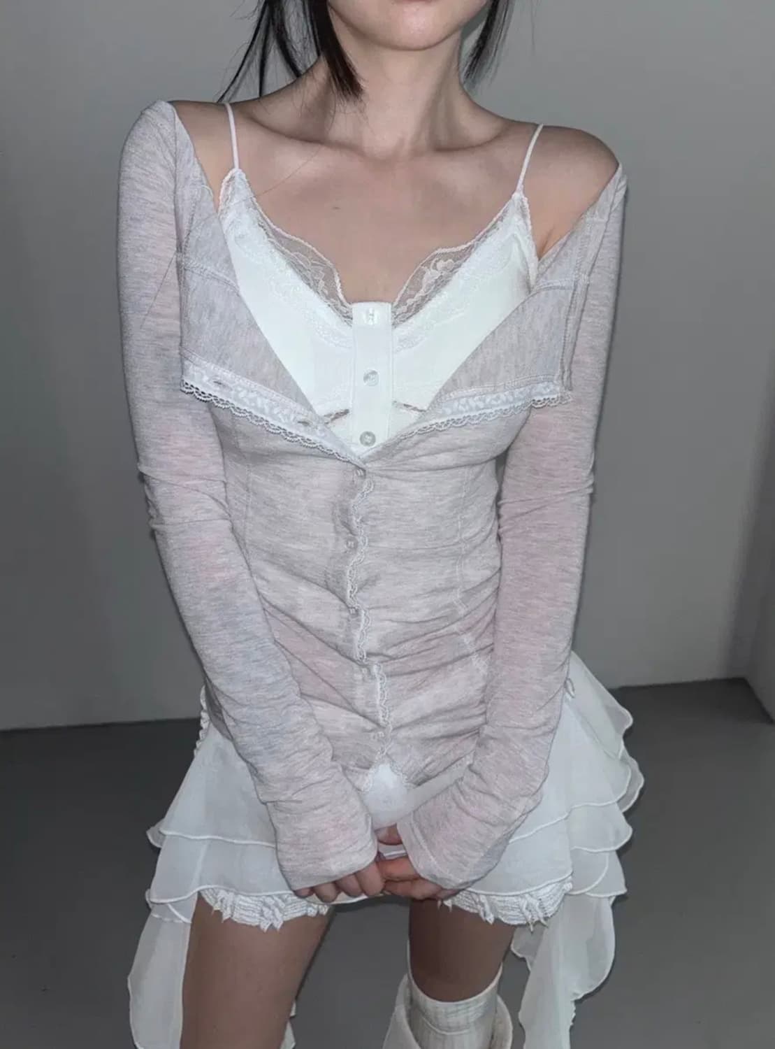 디에어타운 오프숄더 가디건 cardigan long sleeve 상품이미지1