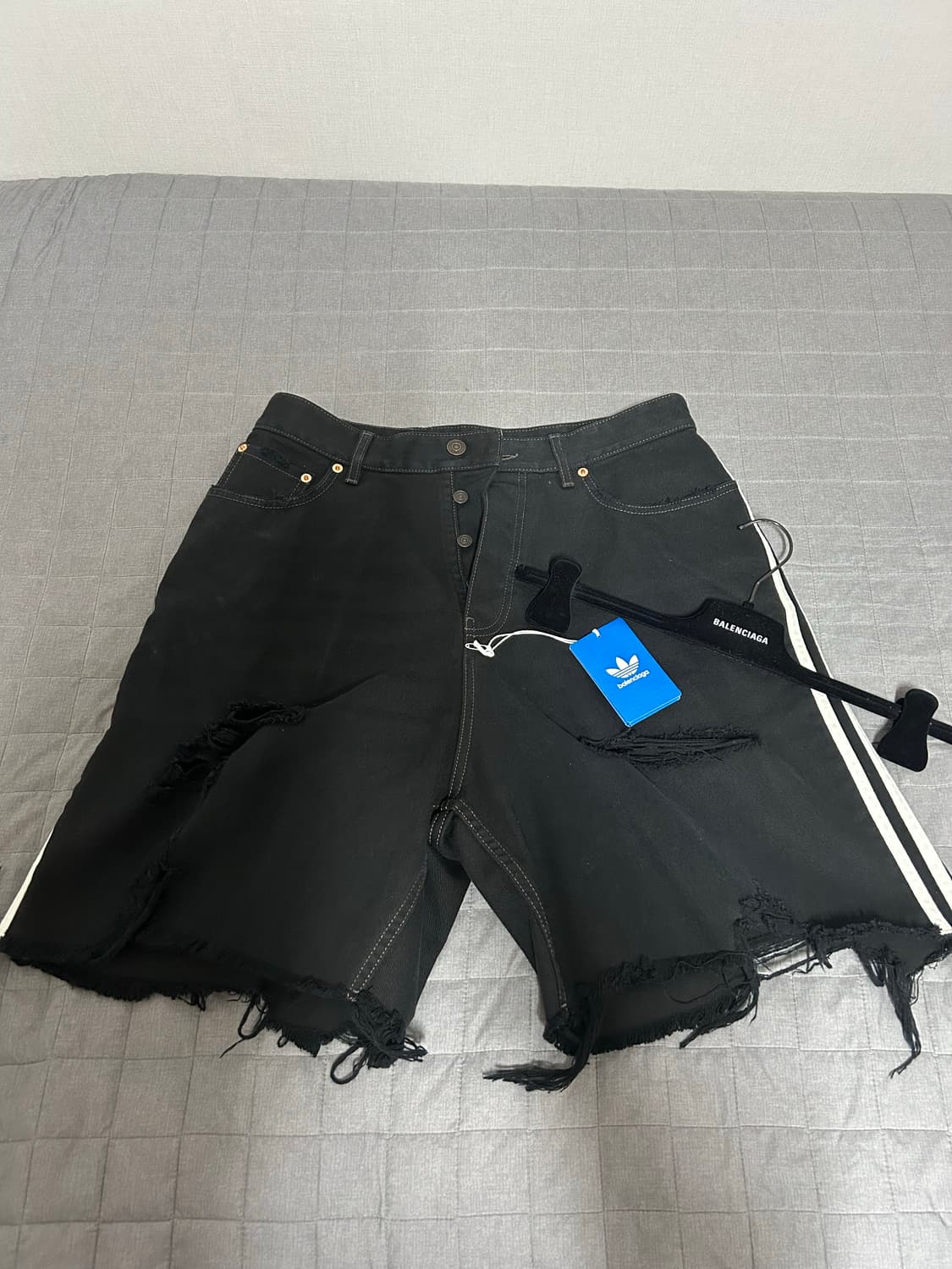 [S] 발렌시아가 아디다스 흑청 데님 쇼츠 팬츠 상품이미지2