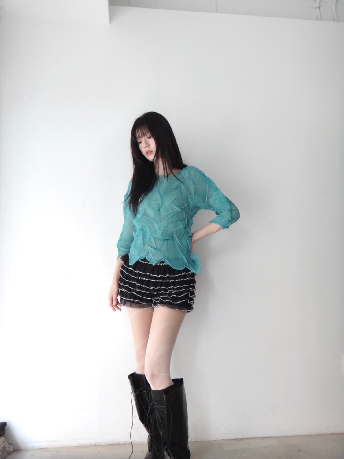 PLEATSME textured top / mint 상품이미지2