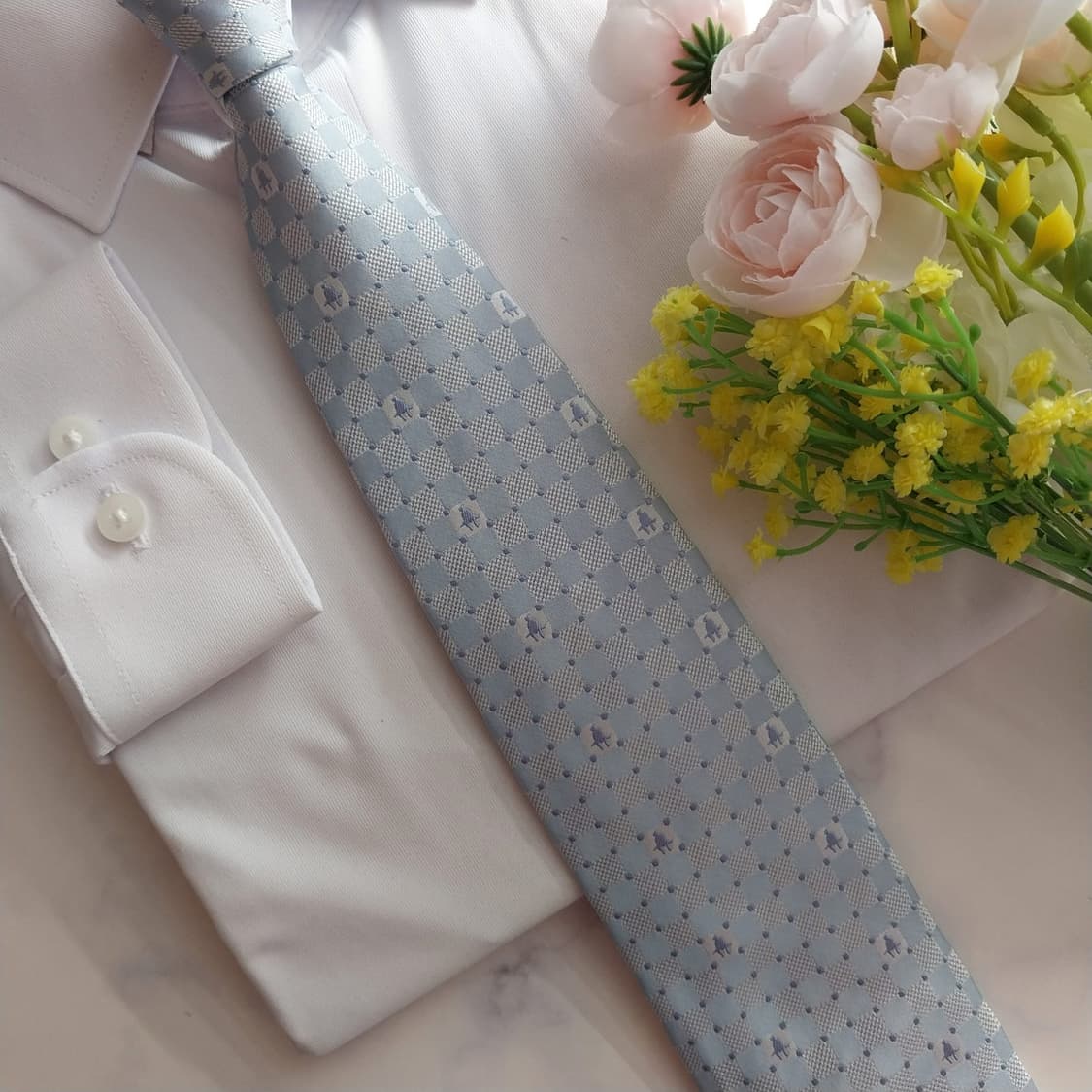 폴 스튜어트 실크 하늘색 로고 자수 넥타이 8.7cm A+등급 K1333 상품이미지7