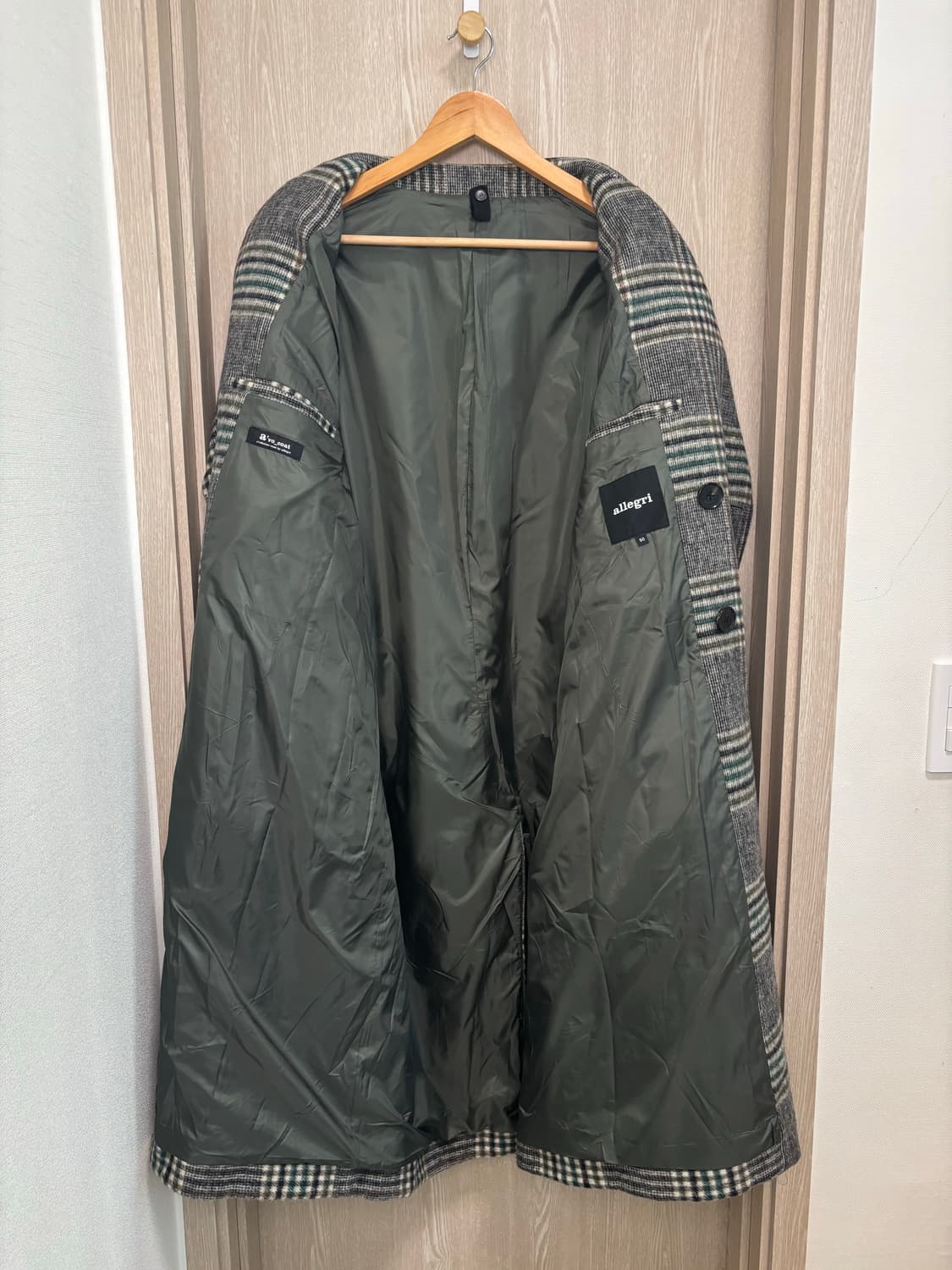 알레그리 울블렌드 더블 체크 롱코트50/105 상품이미지4