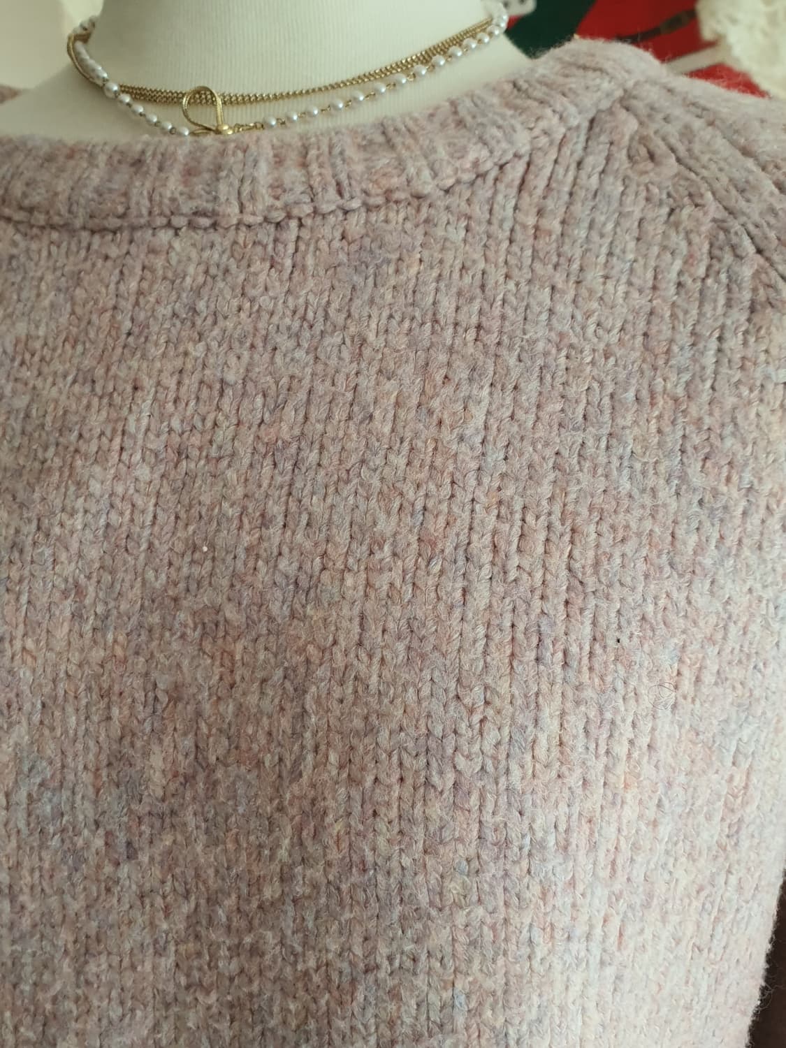 [모리걸] 핑크 라운드넥 니트 스웨터 발레코어니트 상품이미지3