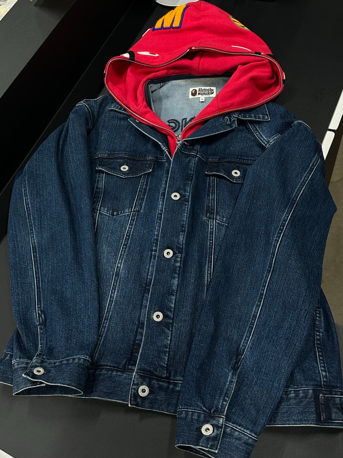 베이프 릴렉시드 샤크 데님 레이어드 후드 자켓 상품이미지6