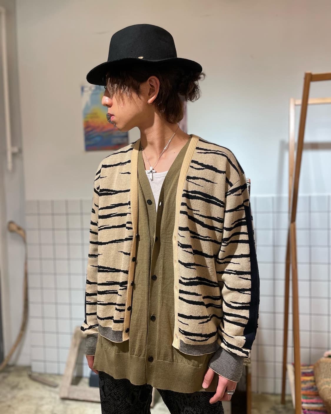 Toga virilis 레이어드 지브라 패턴 가디건 상품이미지10