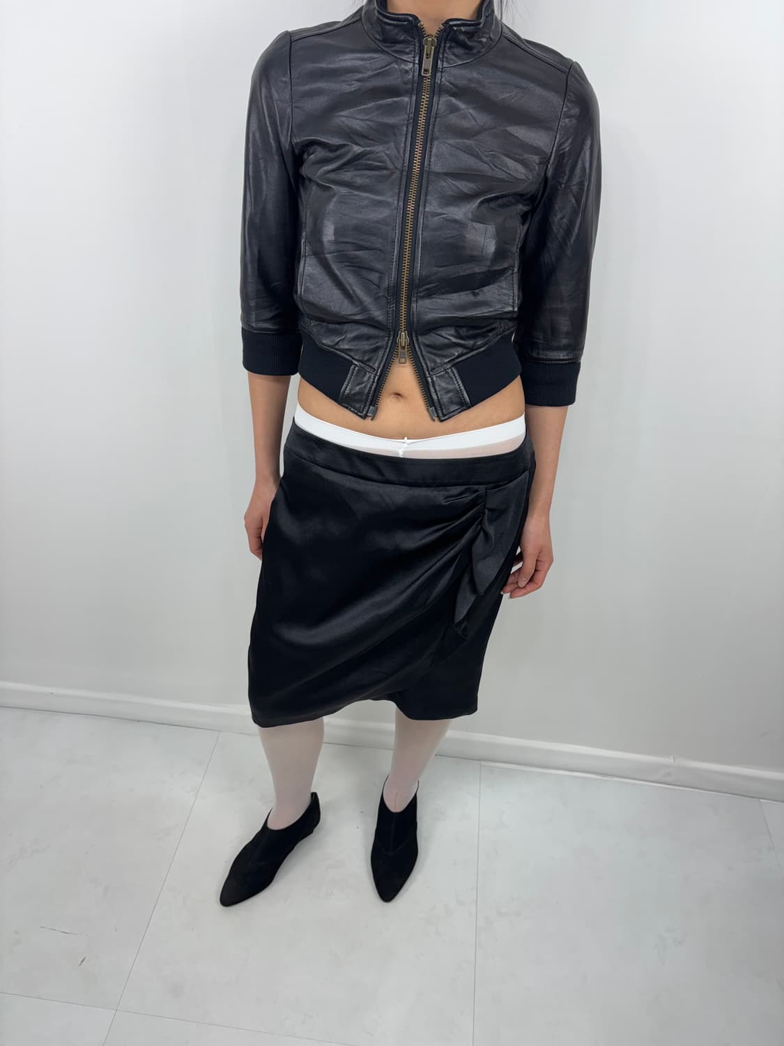3/4 SLEEVE FAUX LEATHER JACKET 상품이미지5