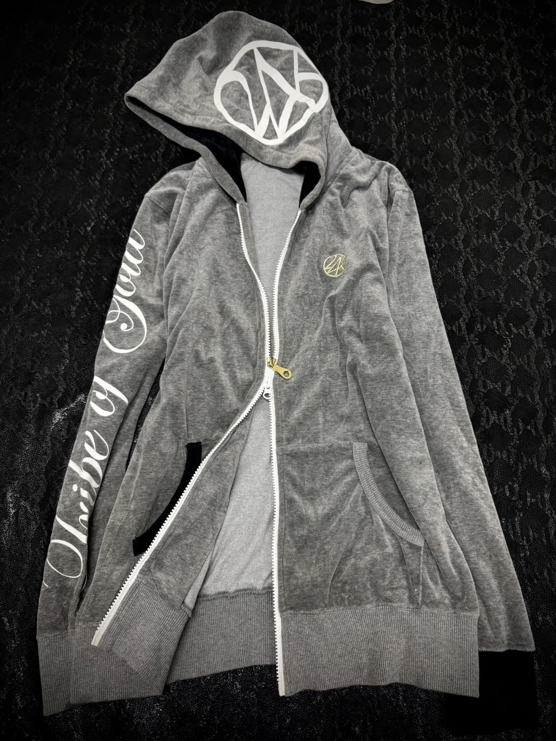 “24karats” Y2K Print Grey Velvet 2-way H 상품이미지1