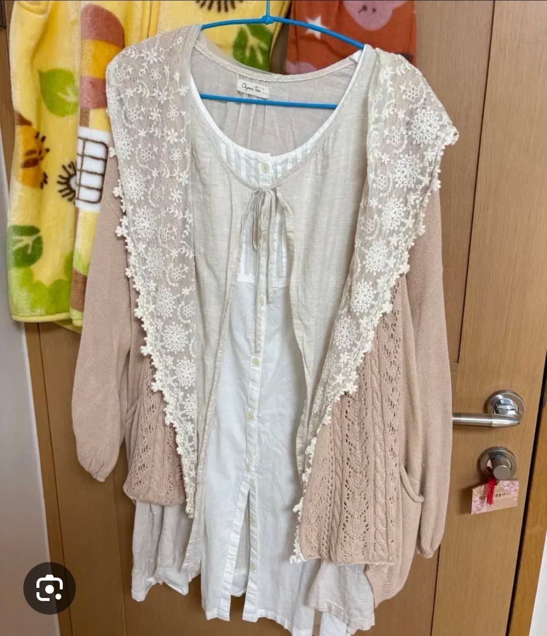 어스뮤직 핑크베이지 후드 레이스 빈티지 가디건 모리걸 하구미아오이유우일녀 상품이미지2