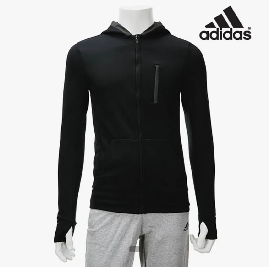아디다스 스포츠 트레이닝 블랙 후드집업 상품이미지8