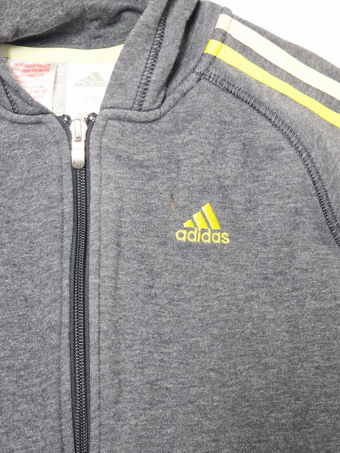 [아디다스] 희귀 꿀벌컬러 그레이 옐로우 삼선 기모 후드집업 M 상품이미지3