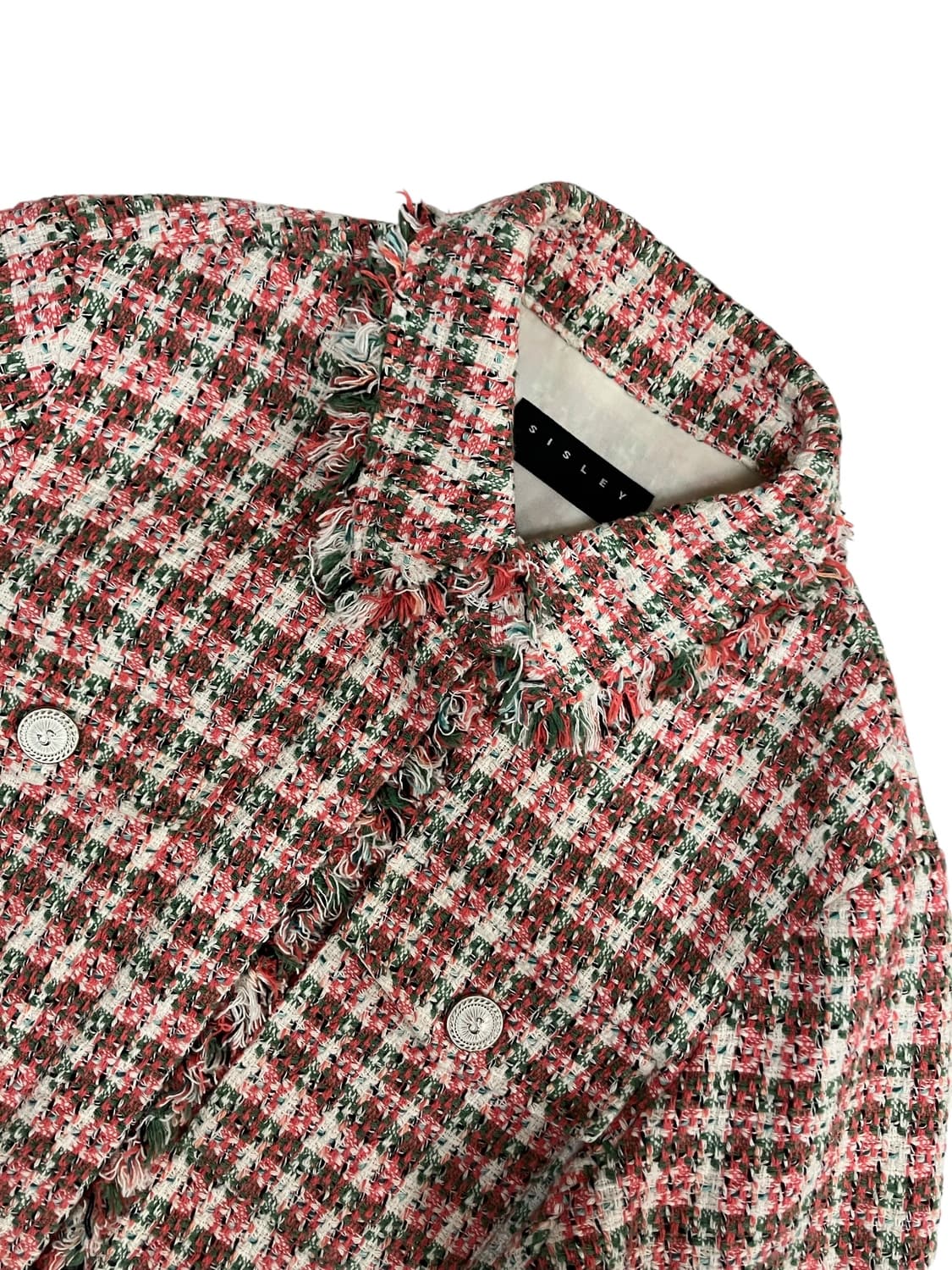 시슬리 트위트 체크 자켓 42 상품이미지3