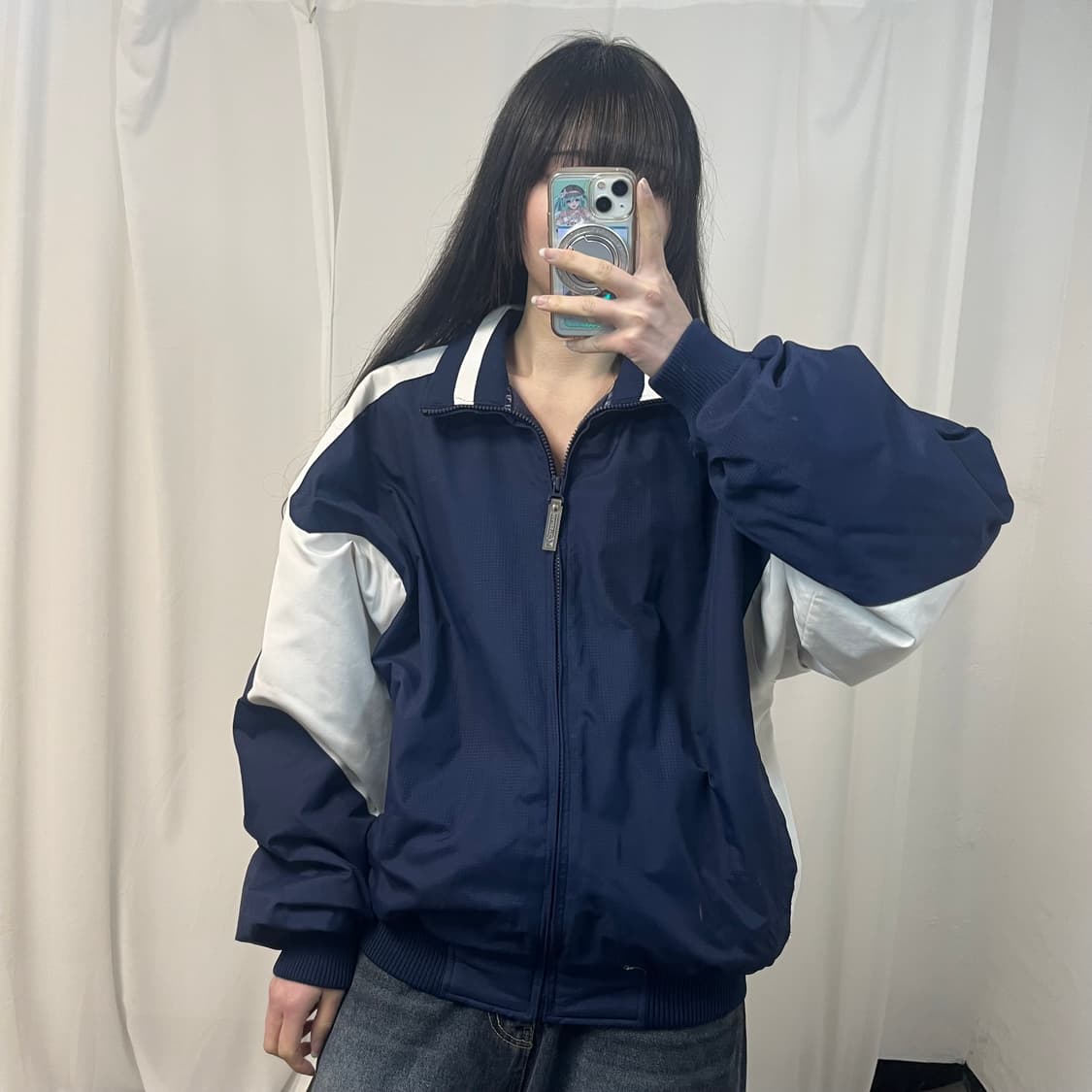 Majestic navy nylon blouson 상품이미지1