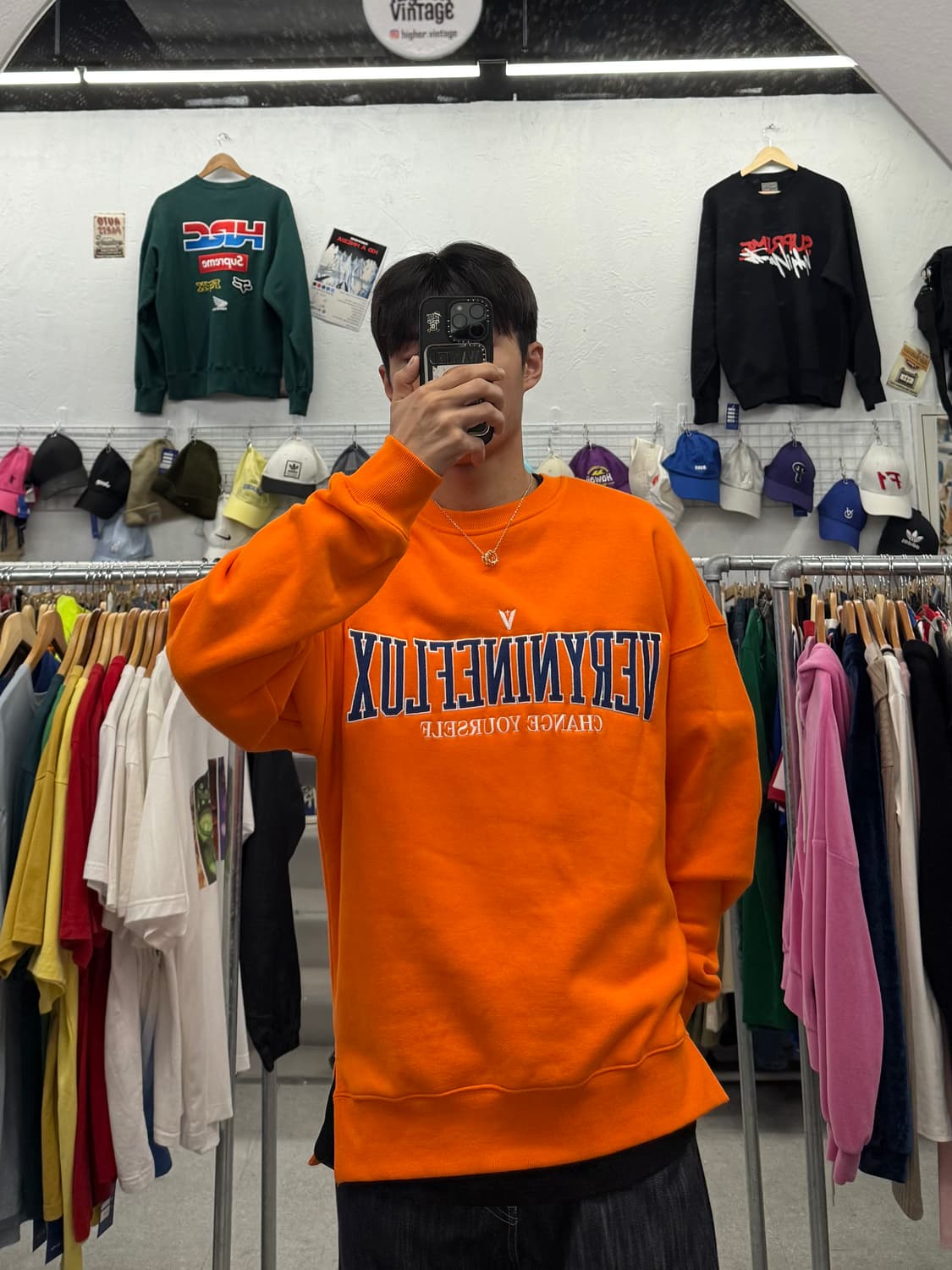 베리나인플럭스 유니버시티 오렌지 맨투맨 M 상품이미지2