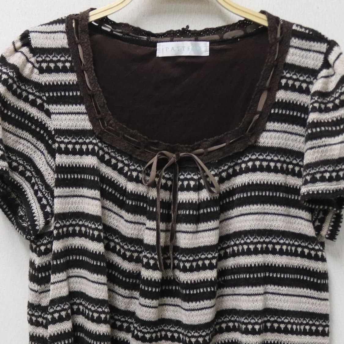 PATTERN 스퀘어넥 리본코어 니트 블라우스 62177 상품이미지5