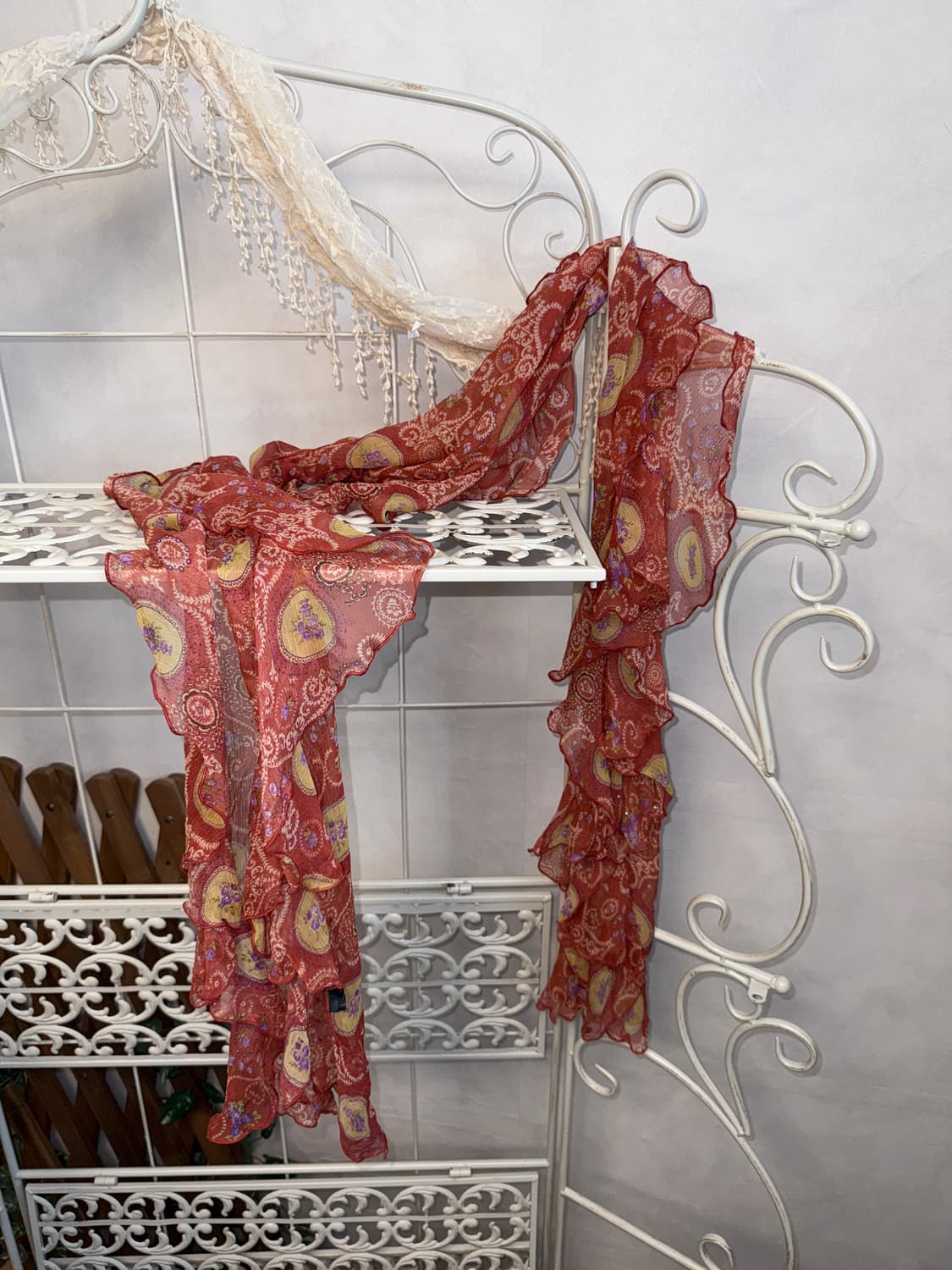 Renoma coral bohemian floral silk scarf 상품이미지1