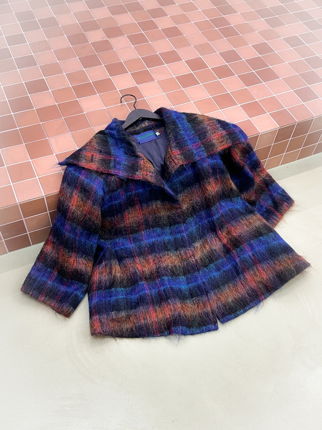 micmac mohair wool check highneck coat 상품이미지4