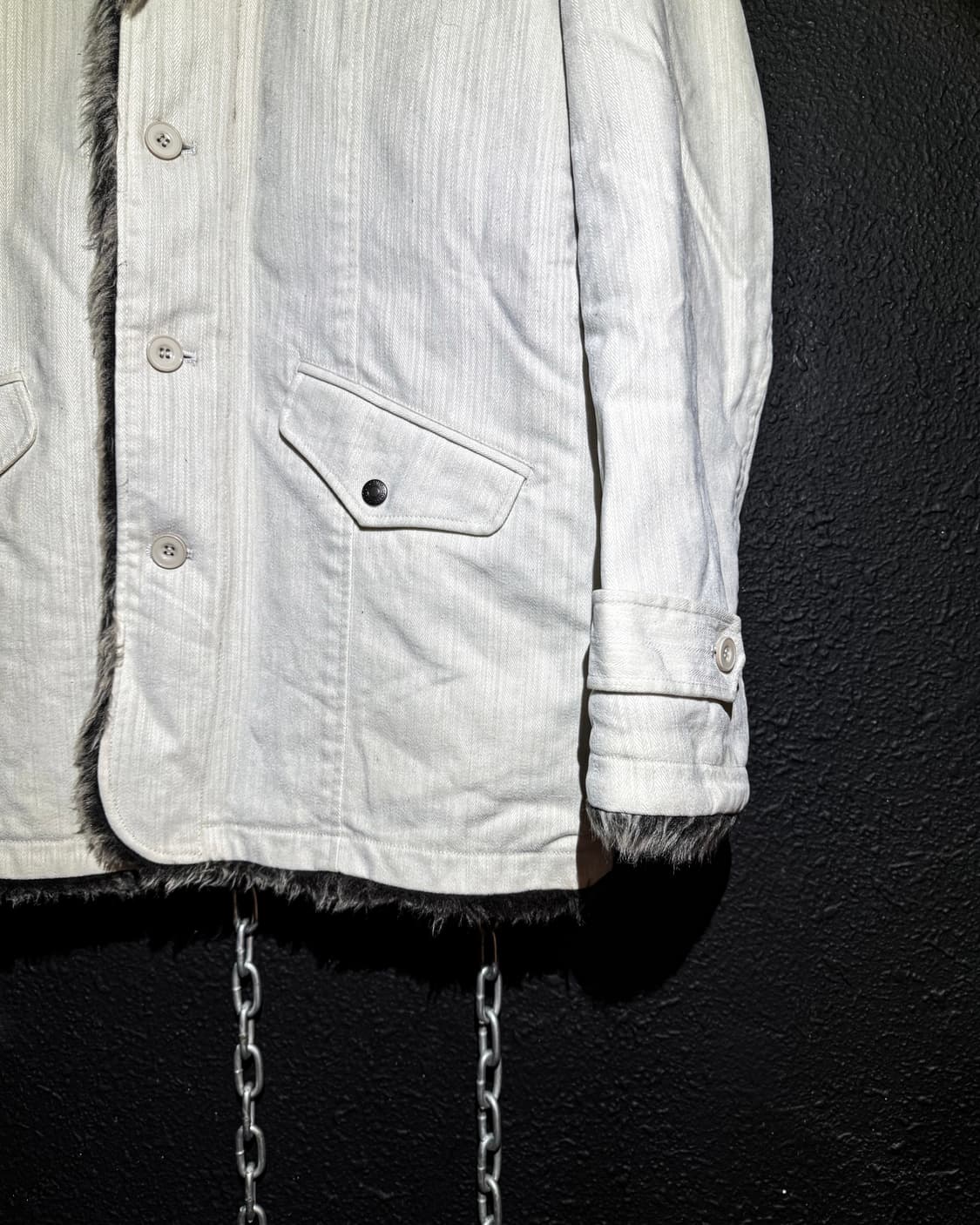 White cotton fur lineing Vkei jacket 상품이미지5