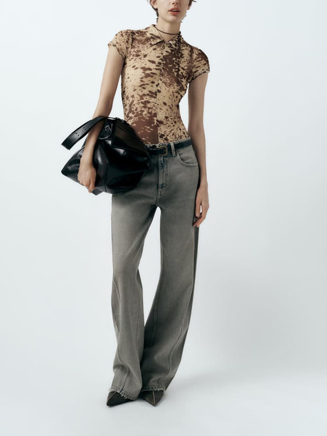 자라 레오파드 애니멀 프린트 튤 바디수트 상품이미지1