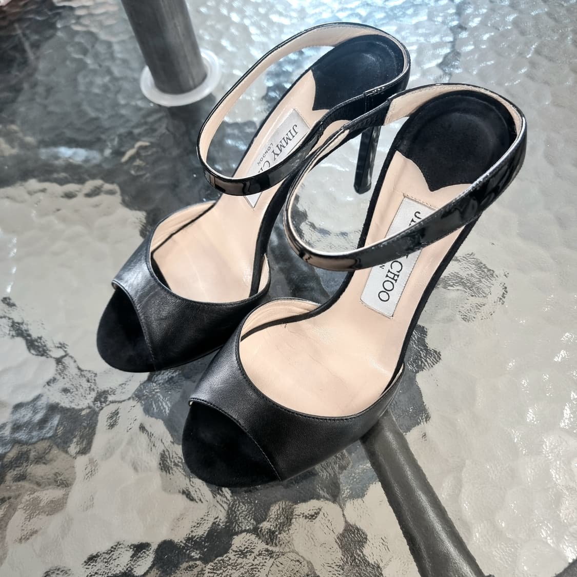 지미추 레더 샌들힐 하이힐 슈즈 구두 오픈토힐 (235/표기36.5) 상품이미지6