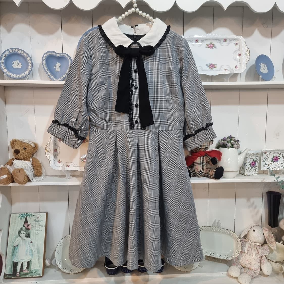 ROJITA(로지타) 체크 배색 리본 원피스 상품이미지1