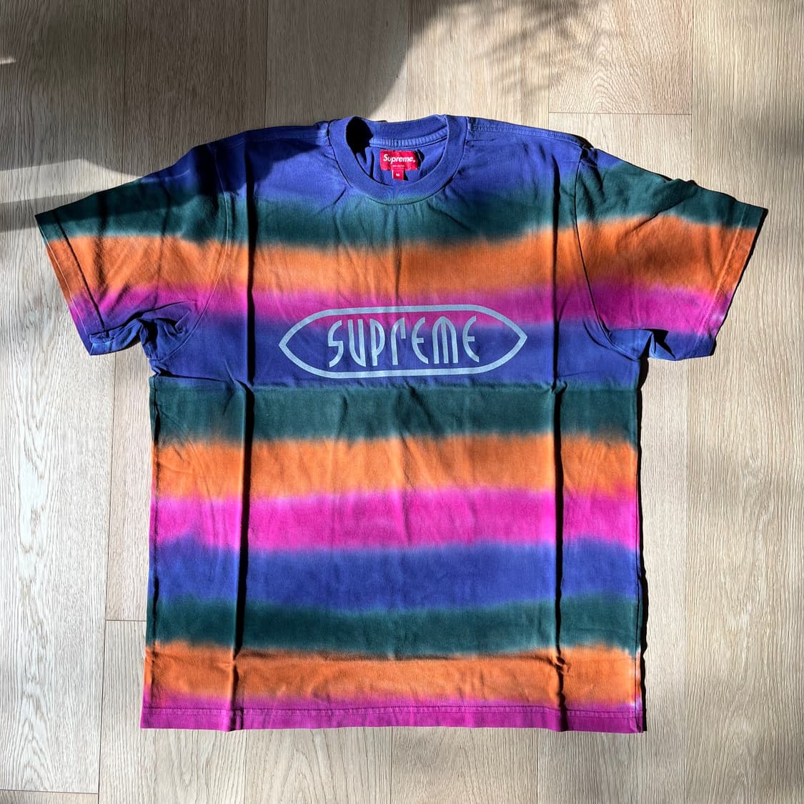 슈프림 레인보우 스트라이프 티 오렌지 상품이미지2