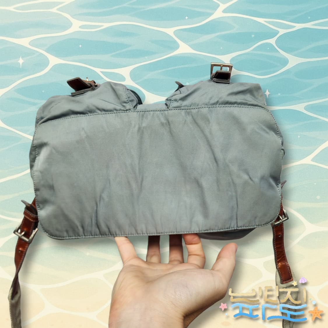 PRADA 프라다 Blue Silver auth 나일론 백팩 상품이미지6