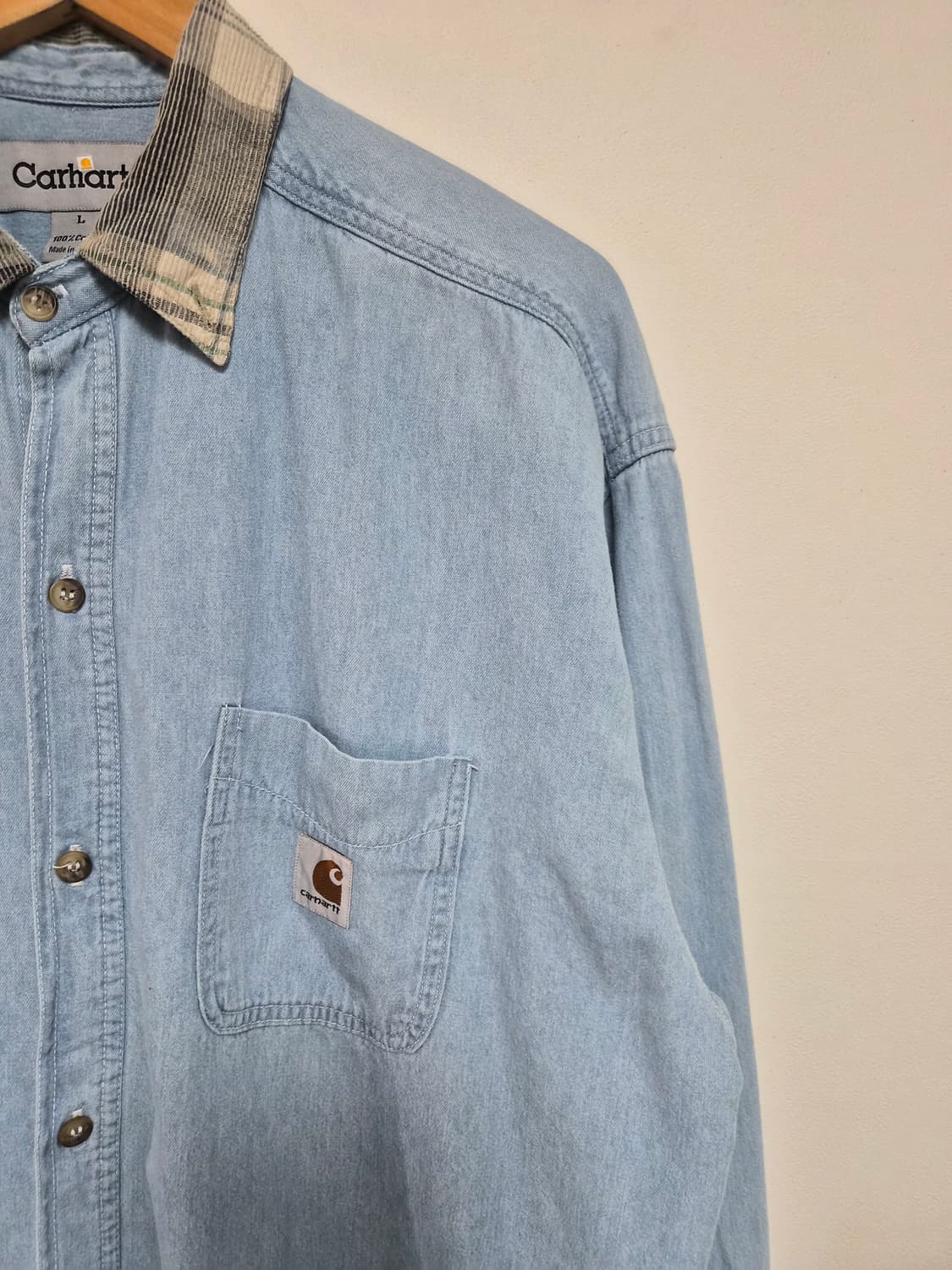 칼하트Carhartt 카라 배색 데님 셔츠 L사이즈 - S267 상품이미지3