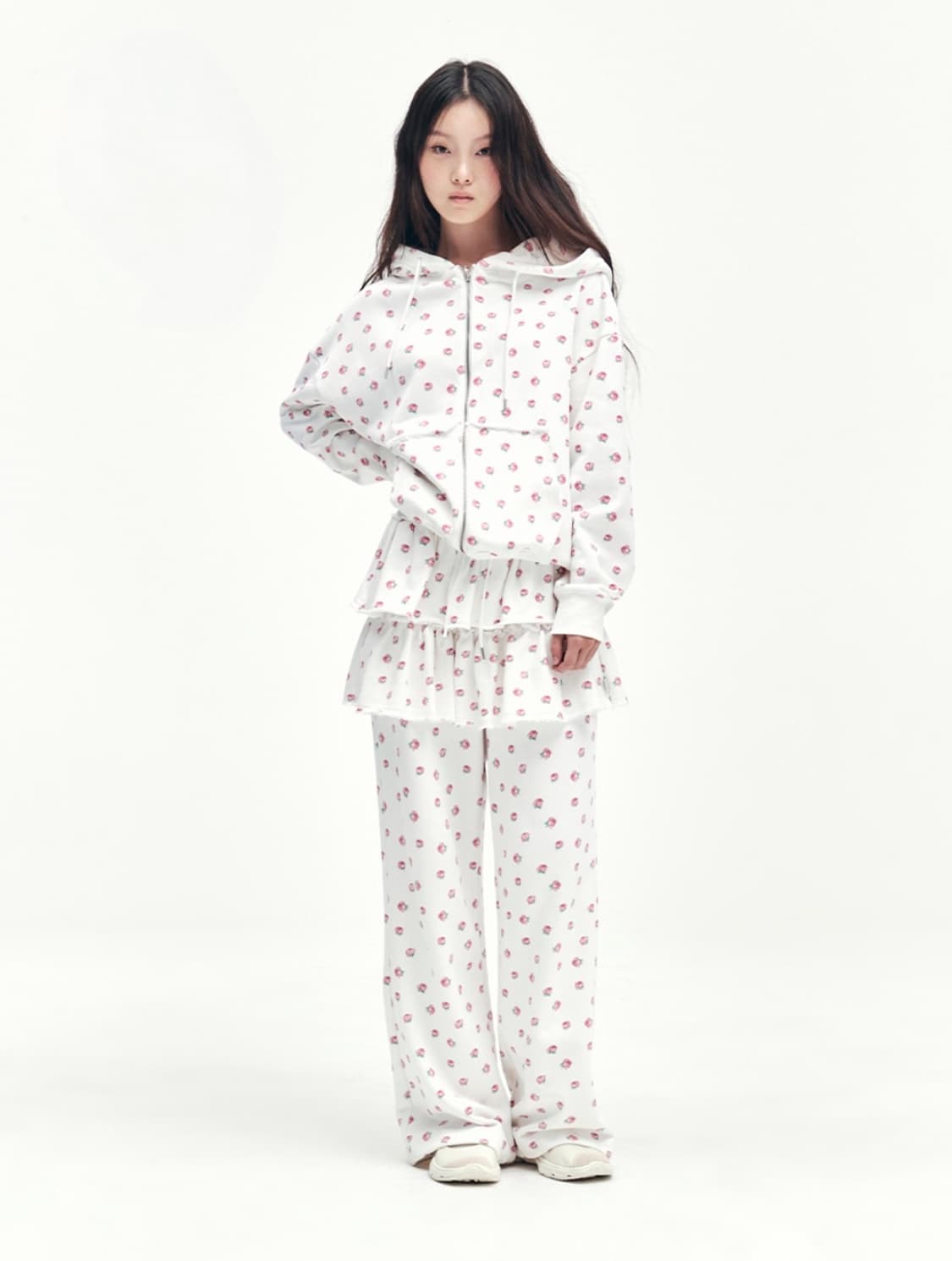 유희 YOUHEE 플라워 패턴 츄리닝 바지 상품이미지2