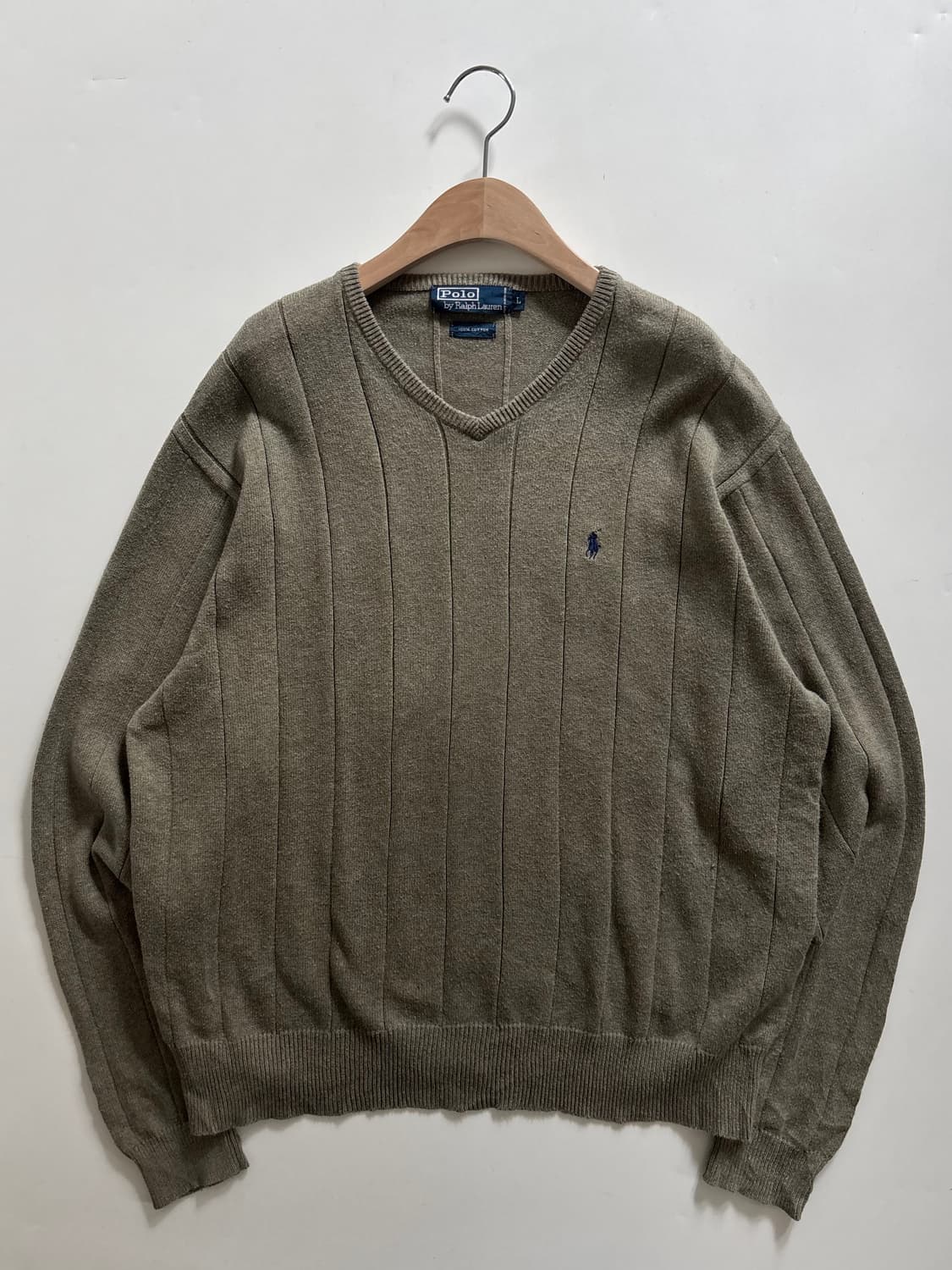 Polo 폴로 랄프로렌 코튼 카키 절개라인 코튼 니트 상품이미지3