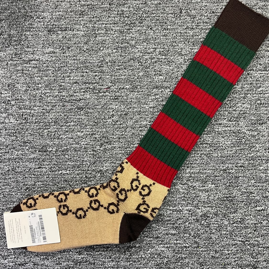 새상품 구찌 양말 GG 로고 스트라이프 울 롱삭스 니삭스 L 사이즈 상품이미지2