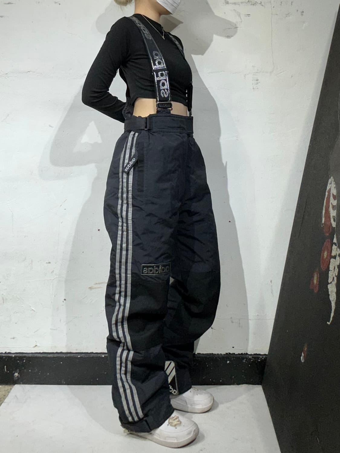 90s 아디다스 블랙 오버롤 스키복 보드 팬츠 멜빵 바지 트랙 팬츠 85 상품이미지1