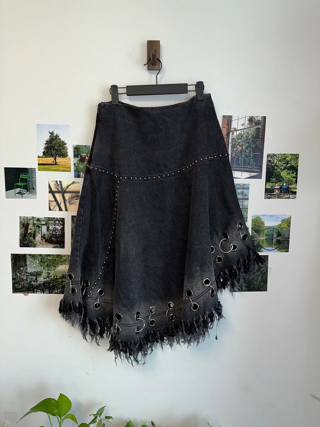Black denim grunge eyelet sk 상품이미지1