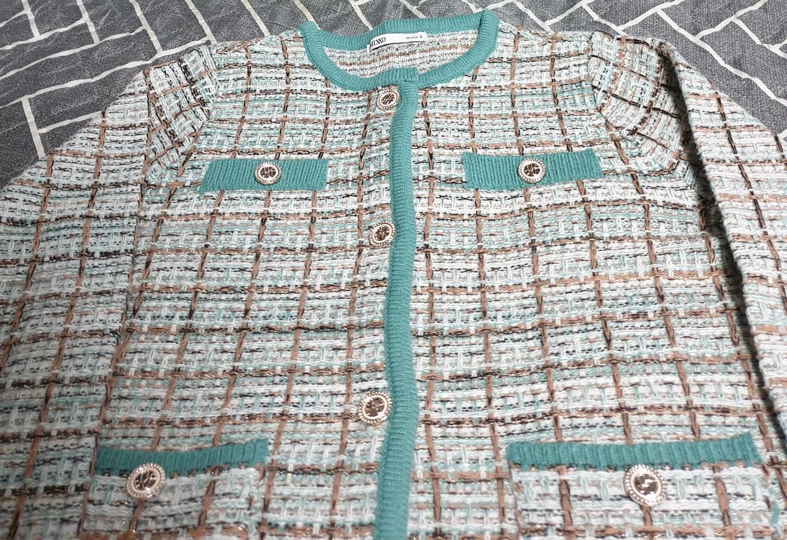 미쏘 럭셔리 트위드 니트 자켓 그린 (S) 상품이미지2