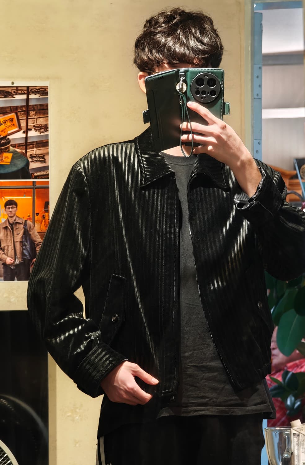 포커페이스 블랙 스트라이프 벨벳 블루종 50사이즈 상품이미지3