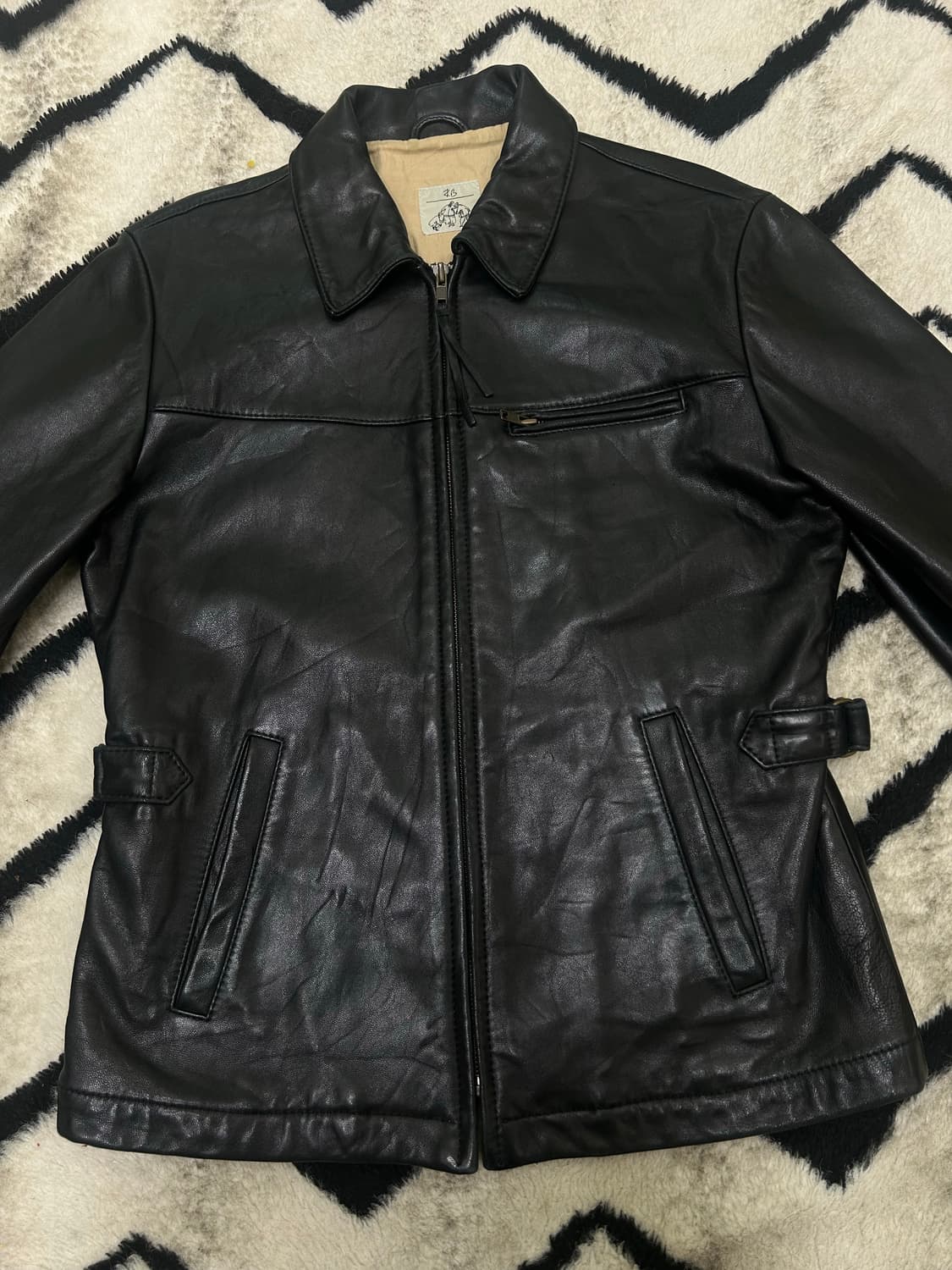 [실측M]빈티지 Made in 벨기에 소가죽 자켓/블랙 상품이미지2