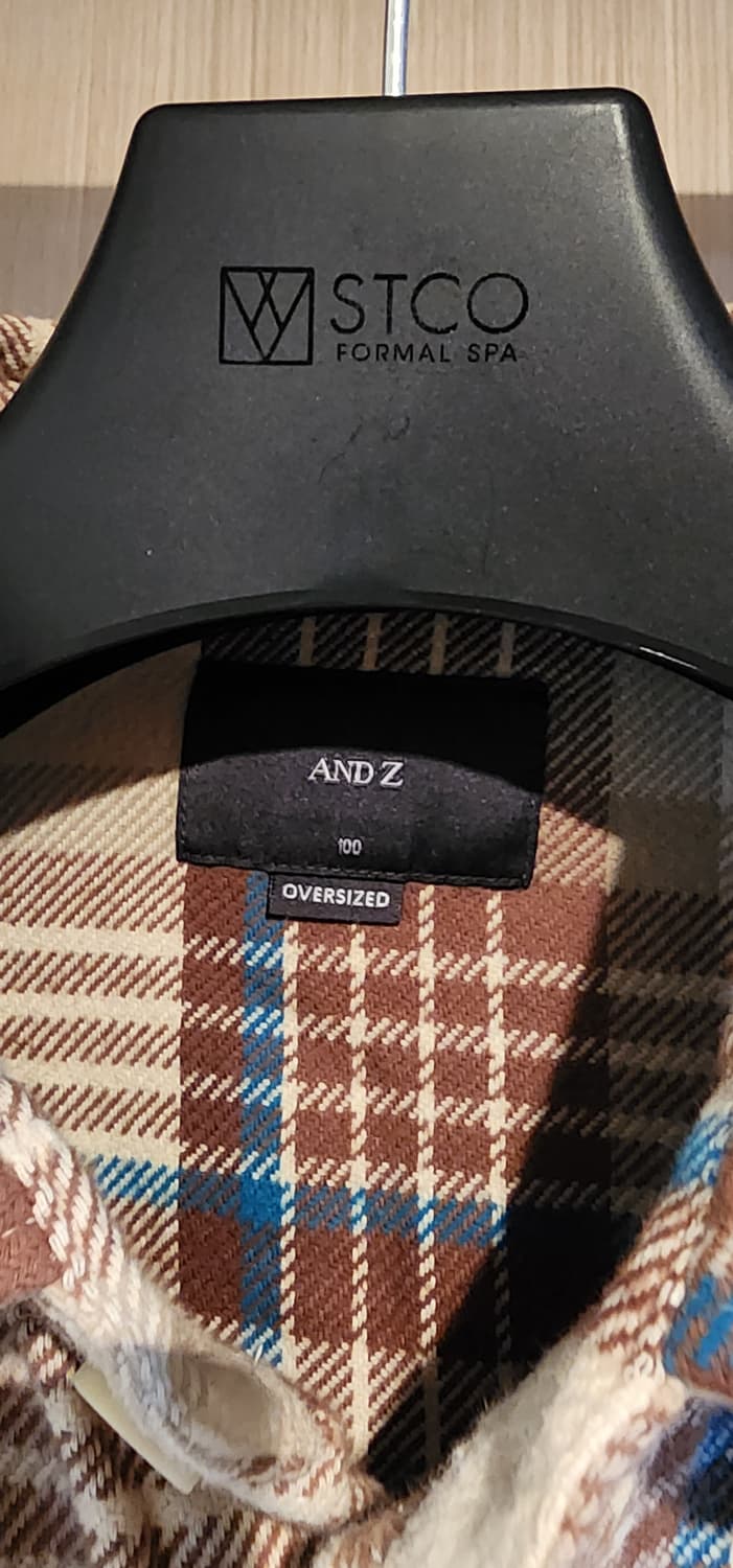 (새상품)ANDZ 오버핏 아우터형 체크 셔츠 베이지 L 상품이미지4