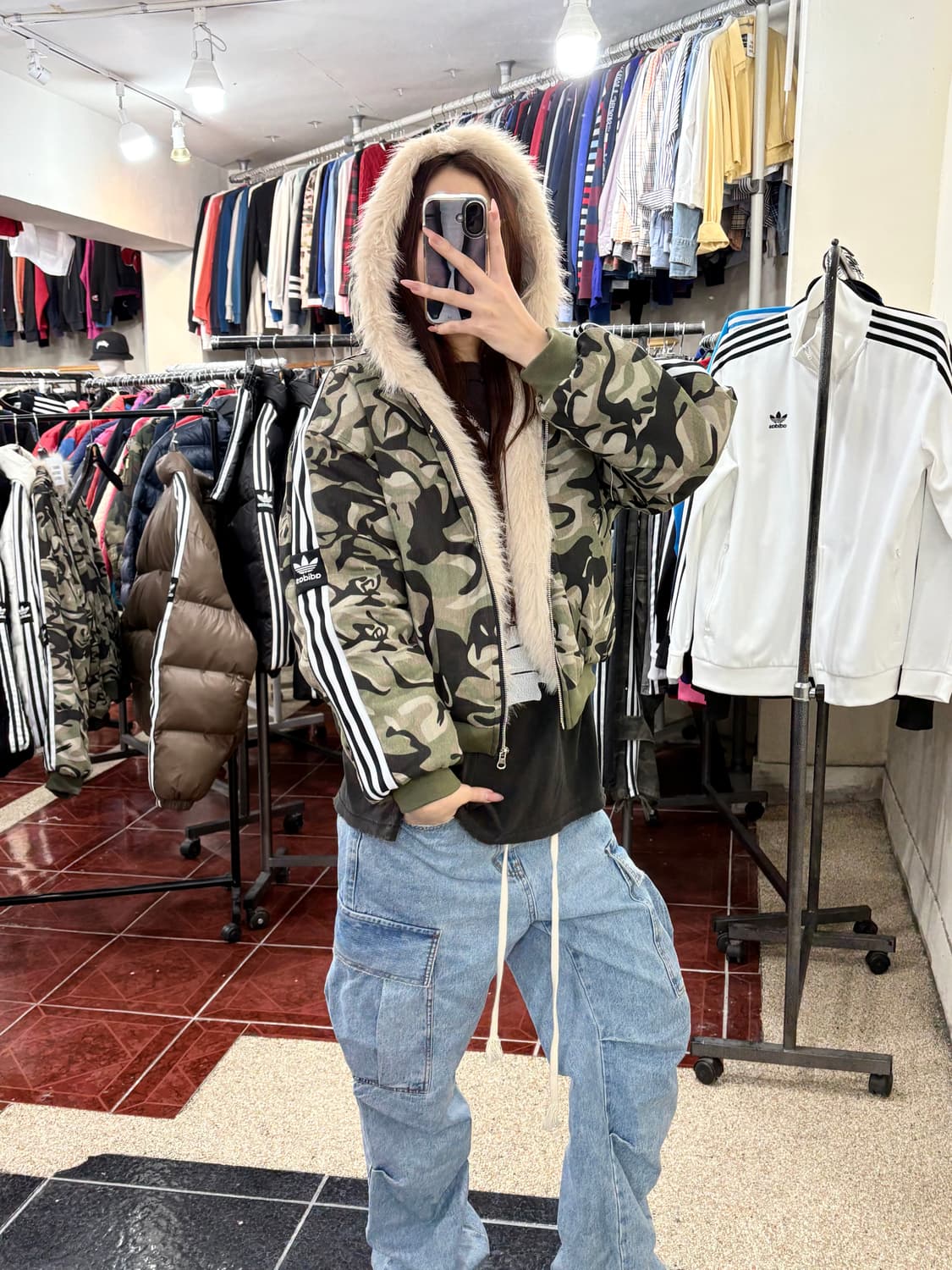 커스텀 카모 퍼 누빔패딩 상품이미지5