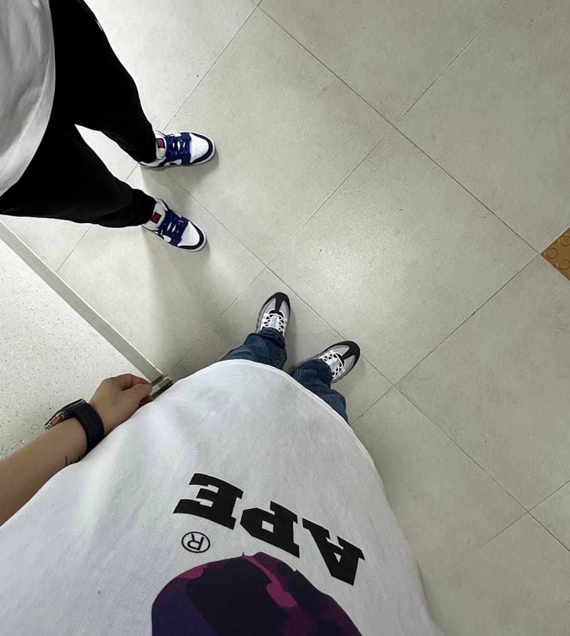 베이프 컬러 카모 컬리지 티셔츠 화이트 퍼플 S 상품이미지3