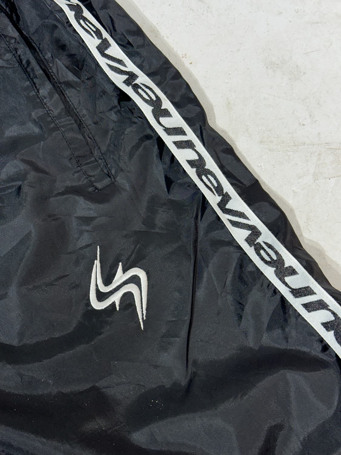 90s 일본 빈티지 블랙 와이드 사이드 라인 트랙 트레이닝 팬츠 M  상품이미지6