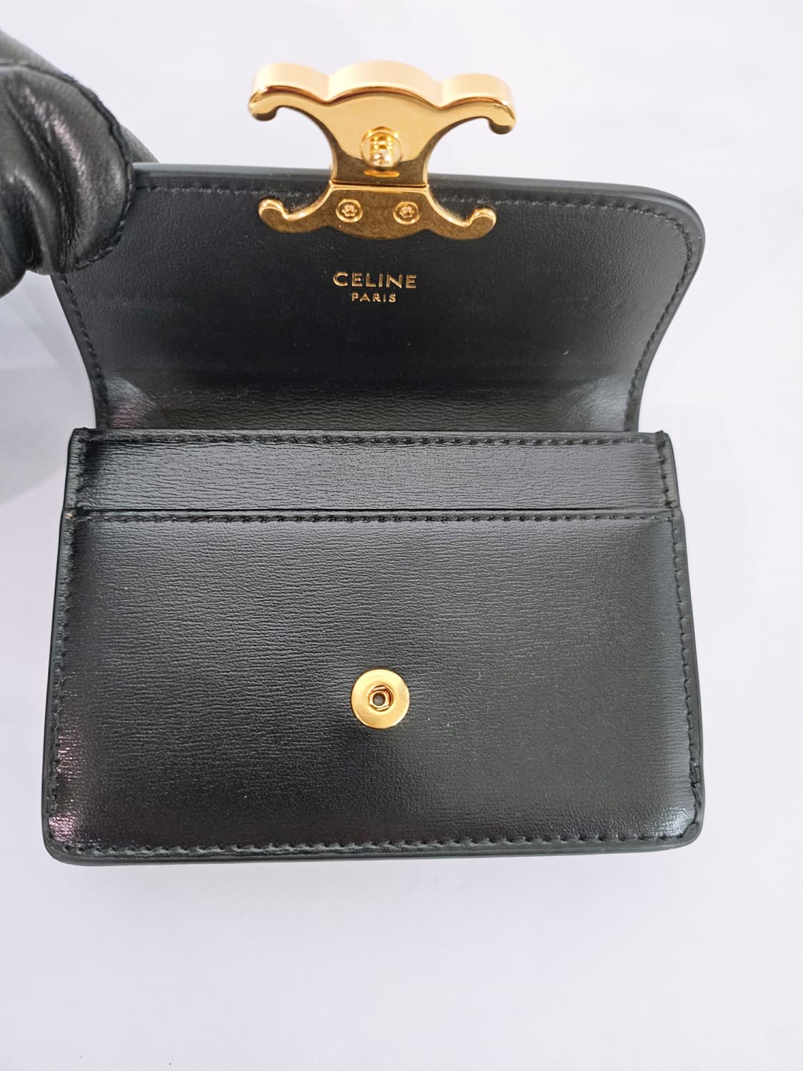 셀린느 트리옹프 블랙 카프스킨 카드홀더/카드지갑 상품이미지7