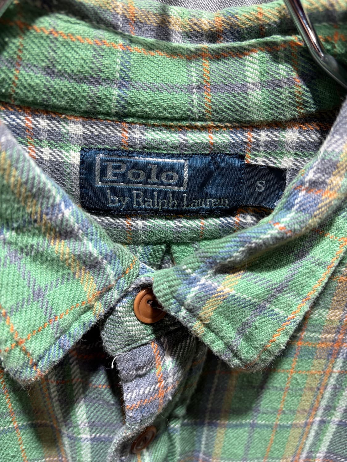 S 폴로랄프로렌 투포켓 레더패치 그린 체크셔츠 상품이미지5