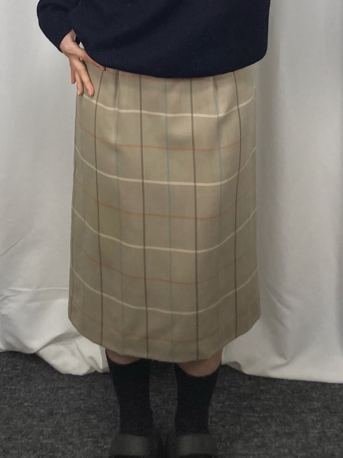 버버리 울 체크 미디 스커트 상품이미지2