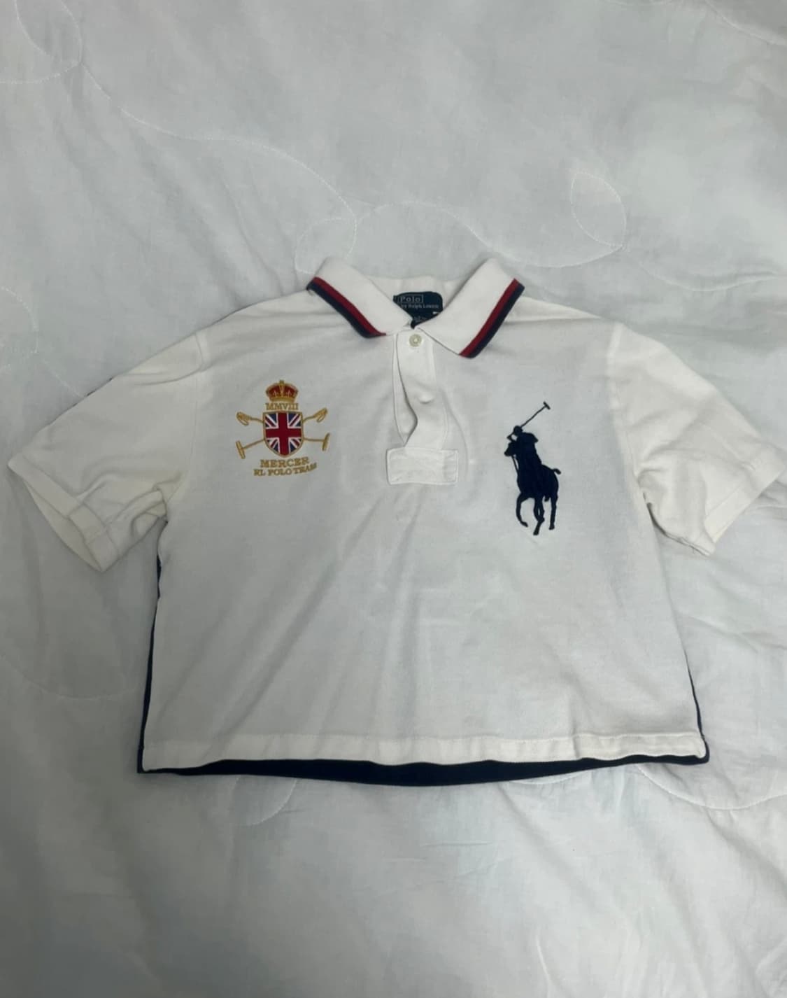 정품 폴로랄프로렌 빅포니 성조기 카라 세미크롭 반팔티 M 상품이미지1