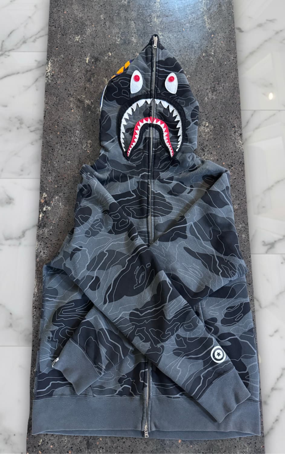 베이프 레이어드라인 카모샤크 풀집업 후디(후드) 블랙 흑계 상품이미지1