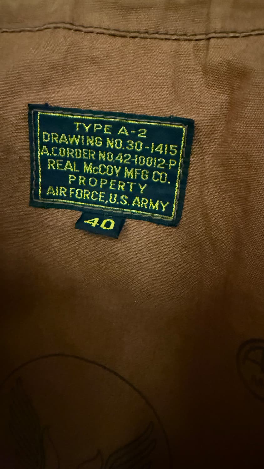 리얼맥코이 말가죽 A-2 v.hilts 40size 상품이미지5