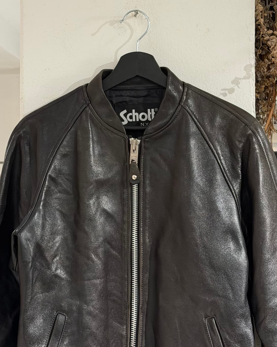 쇼트 다크브라운 램스킨 레더 자켓 상품이미지4