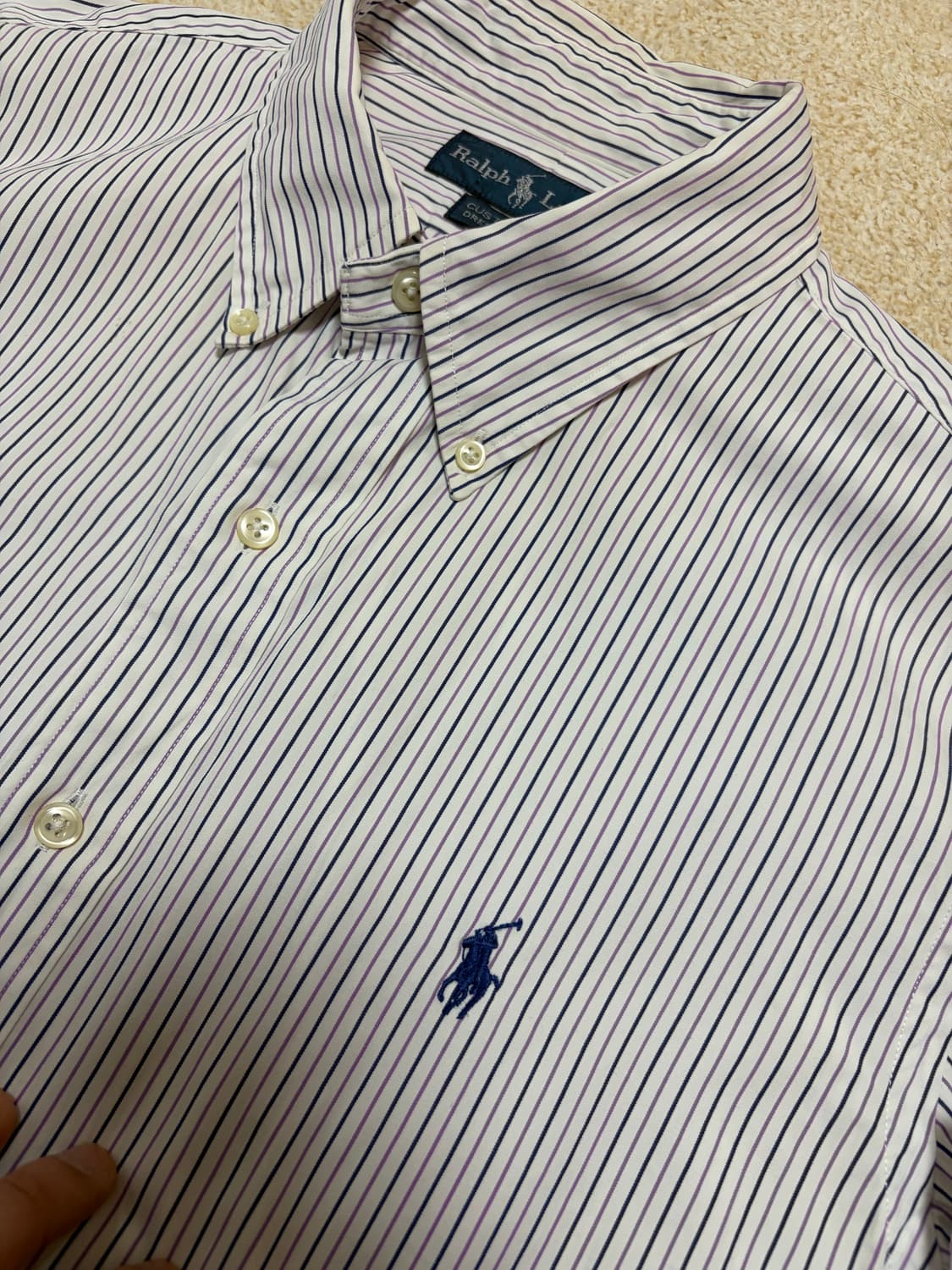 105) 폴로 랄프로렌 스트라이프 셔츠 블루  상품이미지3