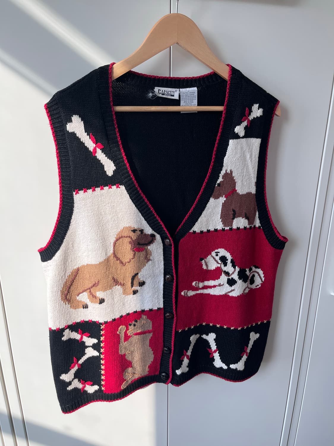 Capacity 강아지 조각 패치 조끼 니트 가디건  상품이미지5